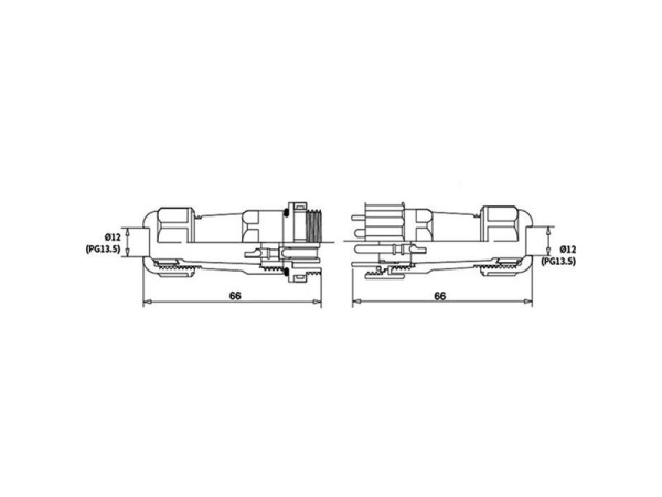 Connector and socket SP/SD20-4P waterproof for cable