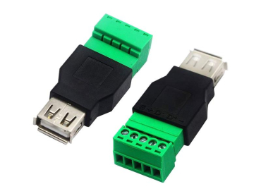 USB-A socket with terminal block