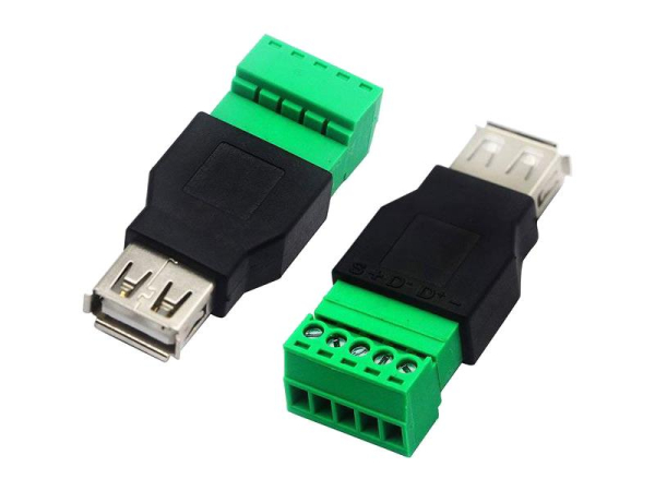 USB-A socket with terminal block