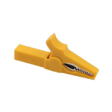 Alligator clip for banana, insulated, yellow, l55mm