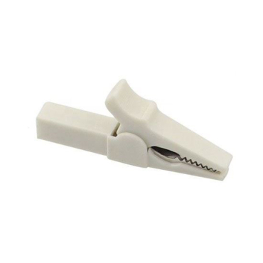 Alligator clip for banana, insulated, white, l55mm