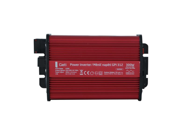 Power inverter GETI GPI 312 12V/230V 300W USB
