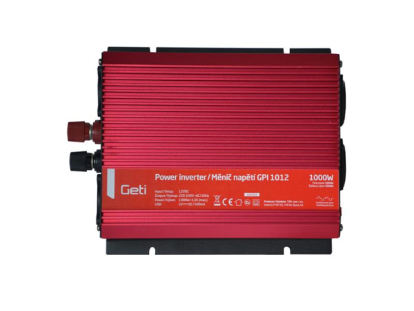 Power inverter GETI GPI 1012 12V/230V 1000W USB