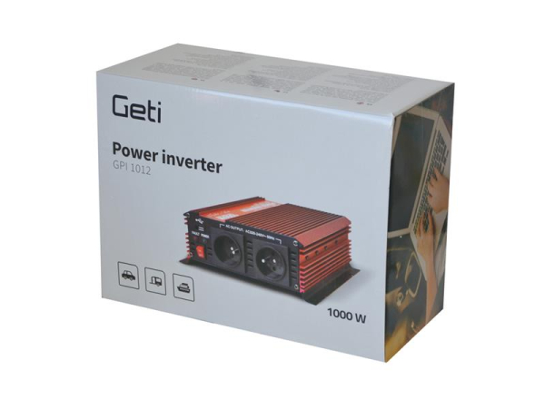 Power inverter GETI GPI 1012 12V/230V 1000W USB