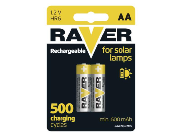 Battery AA (R6) rechargeable 1,2V/600mAh RAVER solar 2pcs