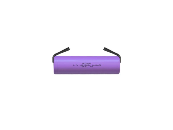 Rechargeable Li-Ion 18650 3.7V / 2000mAh 3C MOTOMA battery with strip terminals