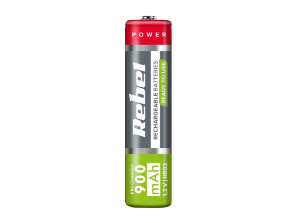 Battery AAA (R03) rechargeable 1.2V / 900 mAh REBEL blister