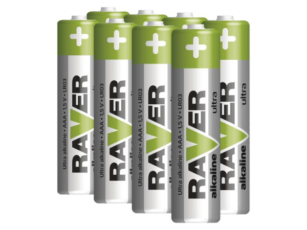 Battery AAA (R03) alkaline RAVER  8ks