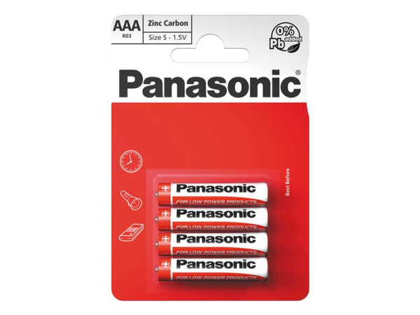 Battery AAA (R03) Zn-Cl PANASONIC Red 4pcs / blister