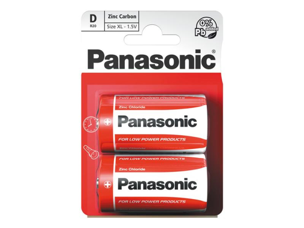 Battery D (R20) Zn-Cl PANASONIC Red 2pcs / blister