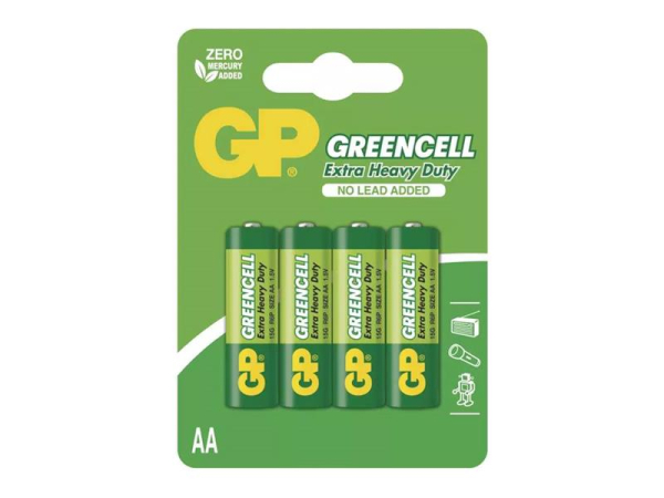 Battery AA (R6) Zn-Cl GP Greencell 4pcs / blister