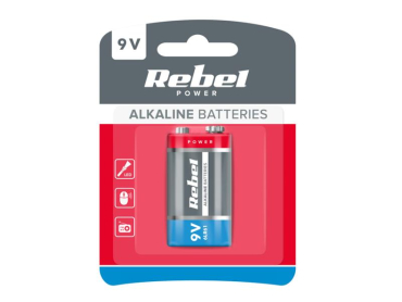 Battery 9V (6LR61) alkaline REBEL 1pc / blister BAT0062B