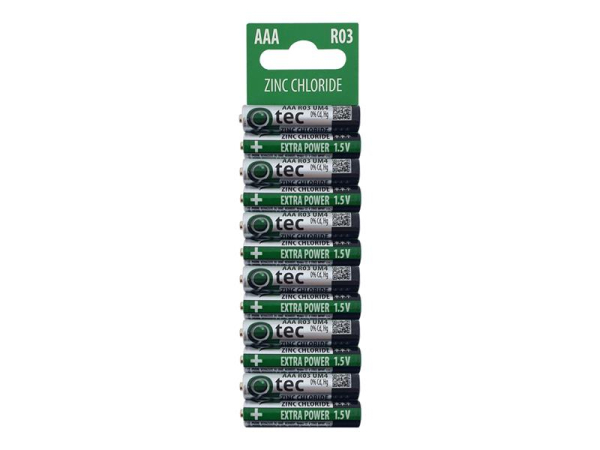 Battery AAA R03/UM4 Extra power Zn-Cl QTEC P1471 12 pcs / blister