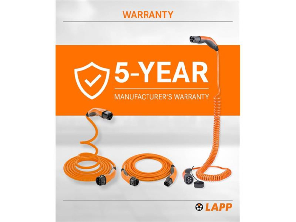 Charging cable LAPP 75745 type 2 22kW 32A 3 phase 3m for electric car