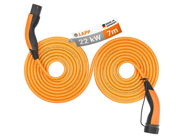 Charging cable LAPP 75746 type 2 22kW 32A 3 phase 7m for electric car