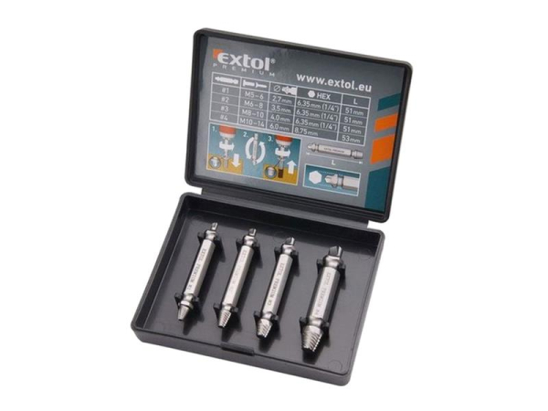 Set extractors for cranked screwsEXTOL PREMIUM 8801842 4pcs