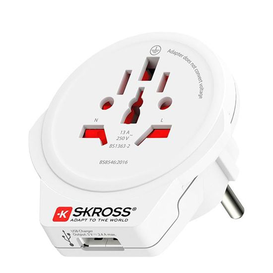 Travel adapter SKROSS PA30 USB for foreigners in the Czech Republic