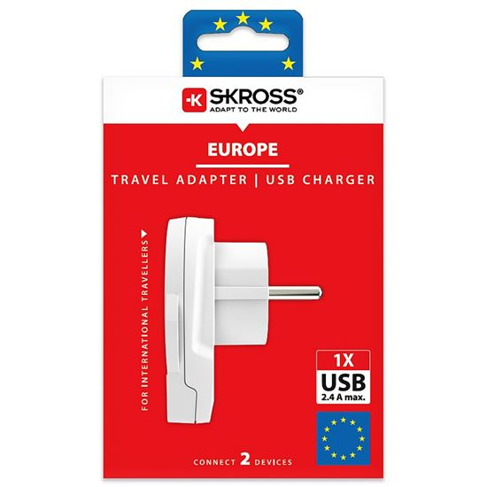 Travel adapter SKROSS PA30 USB for foreigners in the Czech Republic