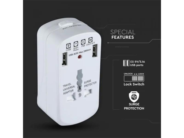 Travel adapter V-TAC 8704 universal
