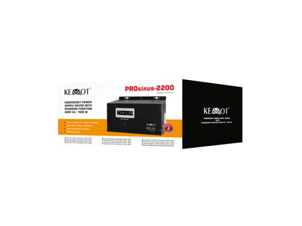 Backup power supply KEMOT PROsinus-2200 12V 230V 2200VA 1600W Black wall-mounted