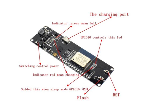Wemos ESP-WROOM-02 WiFi module with ESP8266 on battery