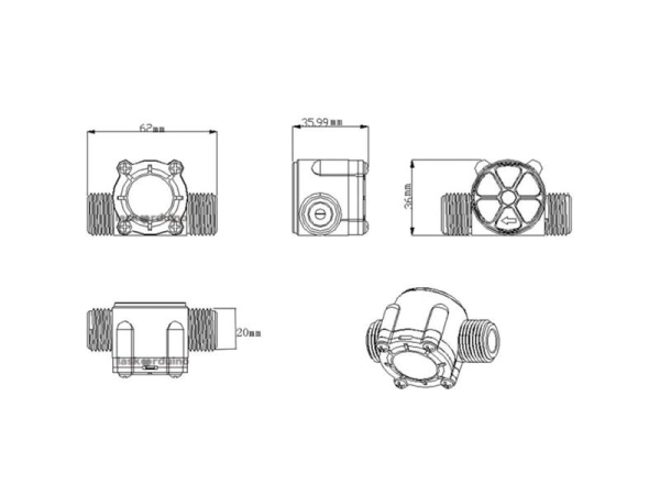 Flow meter YF-S201 1/2 "1-30l / min for Arduino