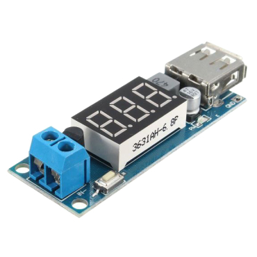 Power supply module, step-down converter 4.5-40V to 5V/2A, USB + voltmeter