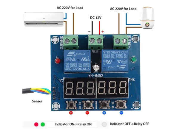Digital thermostat and humidistat HX-M452, -50 to 110 ° C