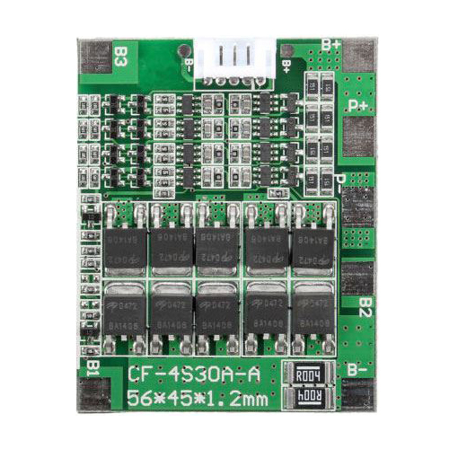Protective circuit and balancer for 4 Li-Ion cells 18650, current up to 30A