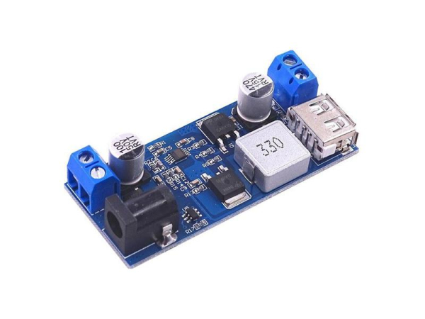 Power supply module, step-down converter 12-24V to 5V/5A, USB + terminal block