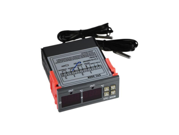 Digital dual thermostat - STC-3008 range -55°C~120°C, 12V DC, 1m cable
