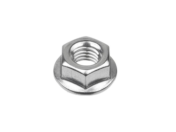 Hexagonal nut with stainless steel M10 collar, toothed