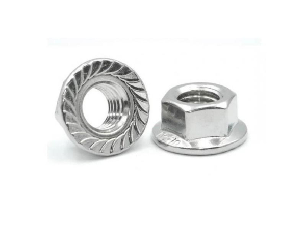 Hexagonal nut with stainless steel collar M 8, toothed