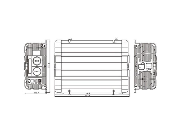Ren sinusomformer FS2000 12V/230V 2000W trådløs fjernbetjening D.O.