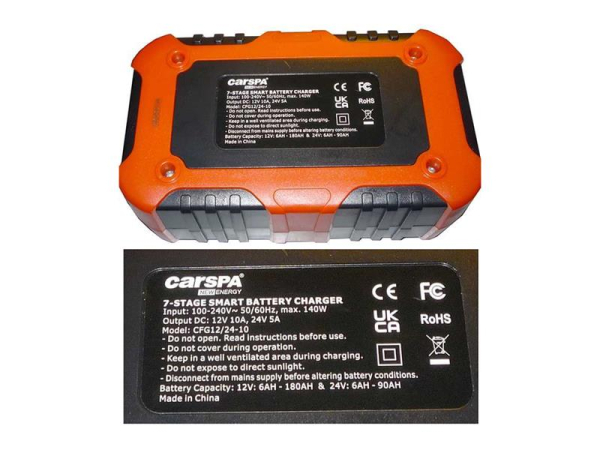 Batterioplader CARSPA CFG12/24-10 til LiFePO4 og PB, fuldautomatisk