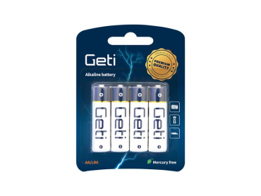 AA (LR6) alkalinebatteri GETI 1.5V blisterpakke 4 stk
