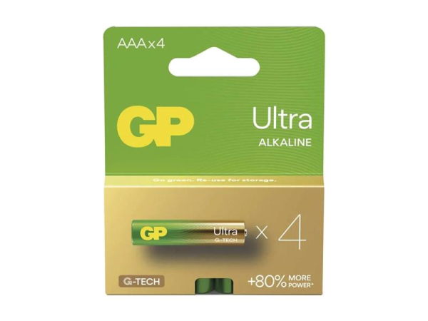 Ultra AAA alkalinebatterier GP 4 stk med G-TECH teknologi