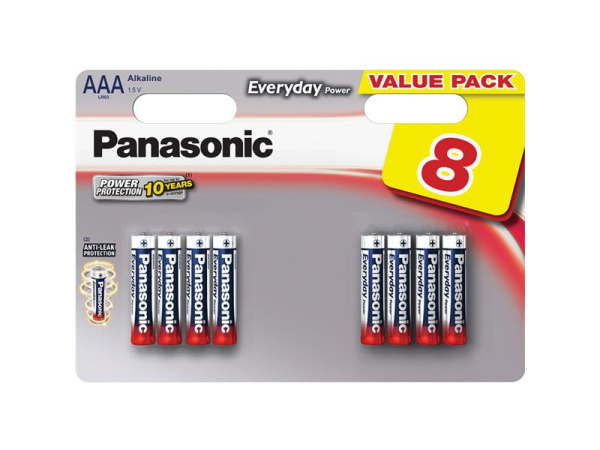 AAA-batteri (R03) alkalisk Everyday Power Panasonic 8 stk/blister
