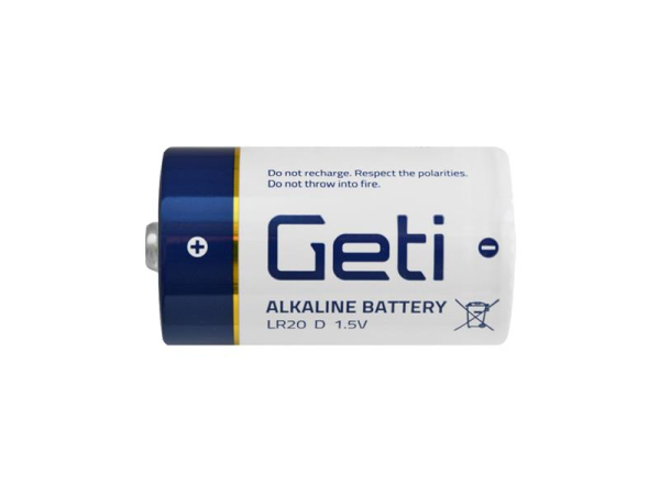 D (LR20) alkaline batterier GETI 1.5V 2 stk blister