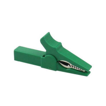 Isoleret alligatorclip til bananstik, grøn, 55mm, 600V, 20A, TIPA