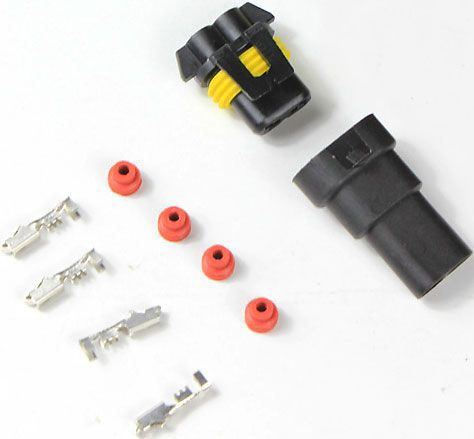 Vandtæt stik med sokkel DJ9006-3-11 + DJ9006-3-21 2P for 1.5–3mm2 kabel - HADEX