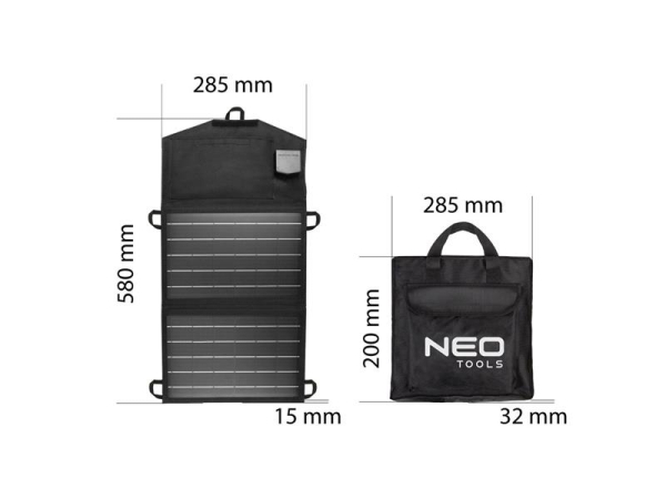 Solcellepanel 90-140 15V med USB-porte NEO TOOLS