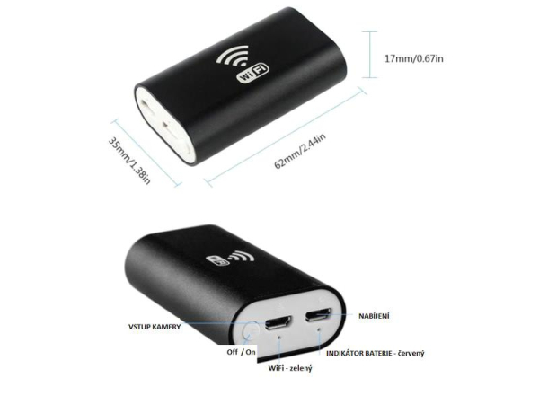 Endoskopisk Wi-Fi kamera UNI med LED belysning til iOS, Android, PC - 2 MPix, HD 1280x720, IP67, 2m kabel