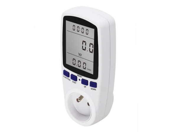 Elforbrugsmåler GETI GPM03 med LCD-skærm og justerbar kWh-pris