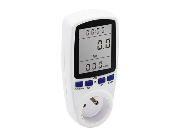 Elforbrugsmåler GETI GPM03 med LCD-skærm og justerbar kWh-pris