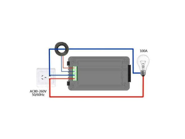 Wattmeter Multitester V-A-P-F-COSfi PZEM022 HADEX - Måler Spænding, Strøm, Effekt, Energi, Frekvens, Effektfaktor