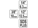 SDS-plus boreadapterkit YATO YT-04686 1/4", 3/8", 1/2"