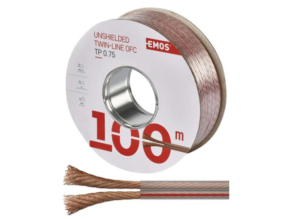 Speaker cable 2x0,75mm transparent EMOS S8307 100m