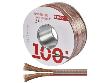 Speaker cable 2x1.0mm2 transparent EMOS S8310 100m