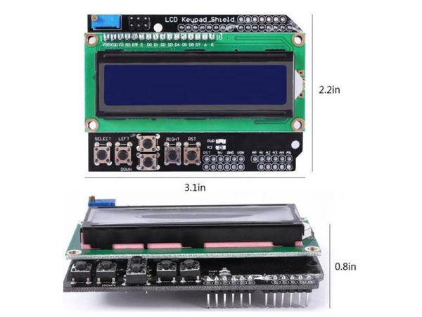LCD1602A display with keyboard, 16x2 characters, blue backlight